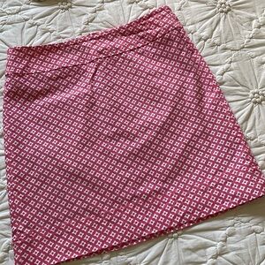 ~Talbot’s Pink & White Patterned Above Knee A-Line Skirt Size 8